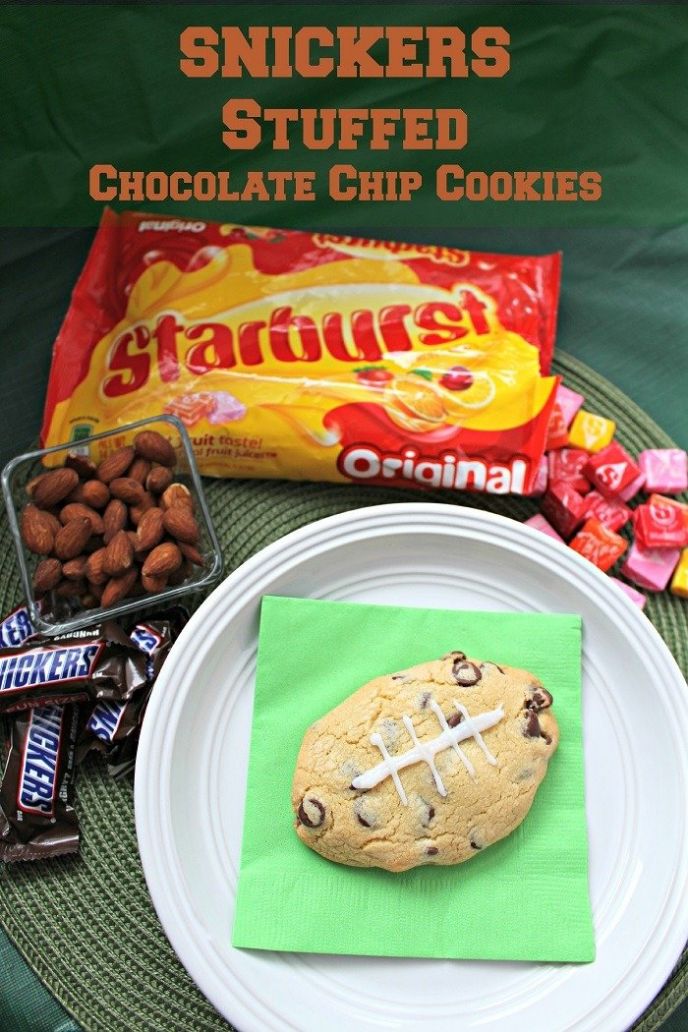 SNICKERS Stuffed Chocolate Chip Cookies - #BigGameTreats #Ad 
