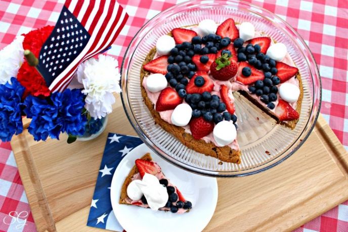 Giant Red White and Blue Cookie Pizza