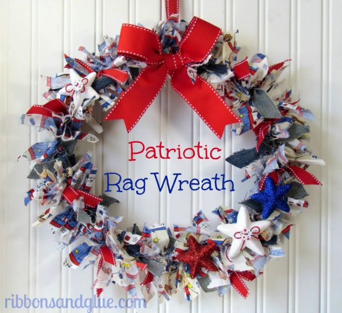 DIY Patriotic Door Rag Wreath