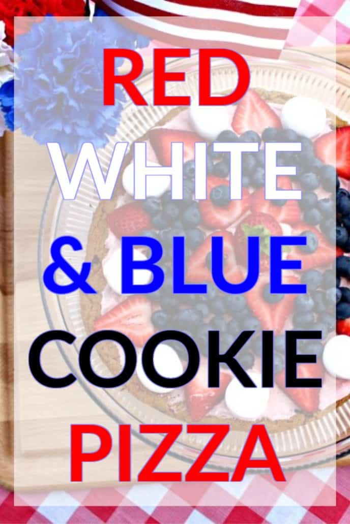 Grilled Dessert - Red, White, and Blue Cookie Pizza, Red, White, and Blue Dessert Cookie Pizza Grilled On The BBQ, Topped with Berries and Whipped Topping
