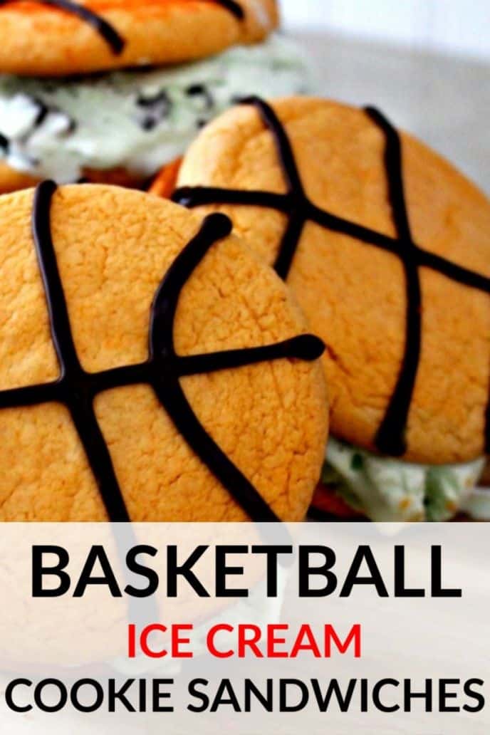 Basketball ice cream cookie sandwich recipe, easy basketball themed desserts.