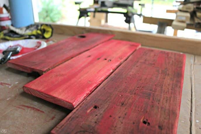 Painting DIY Coat Rack with Red Paint