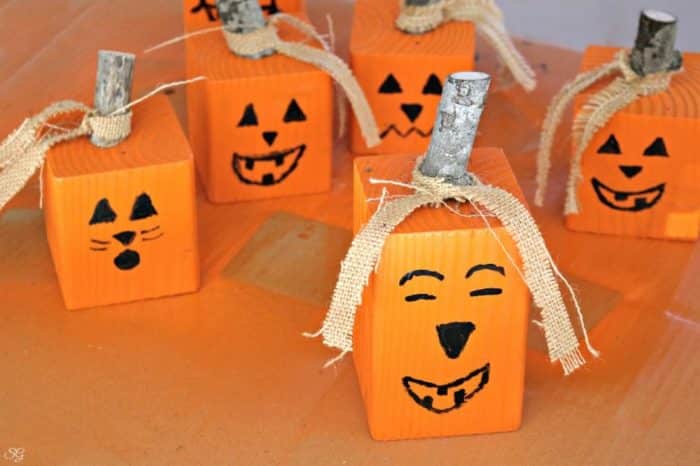 Wood Halloween Jack O Lanterns, DIY Fall Pumpkin Halloween Jack O Lantern Crafts
