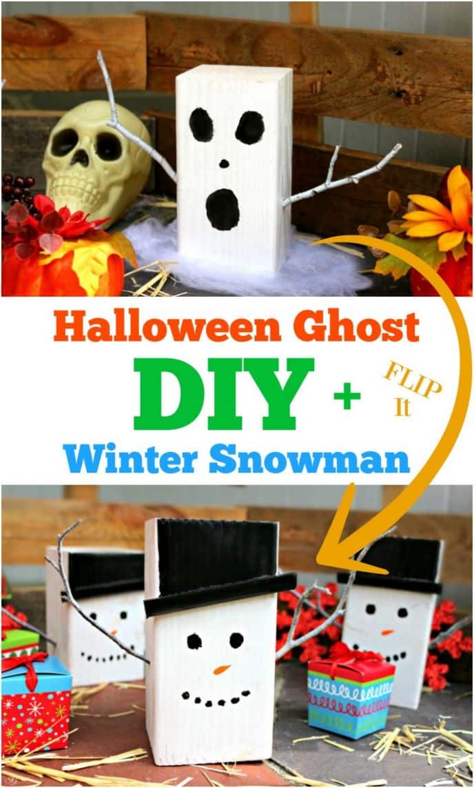 DIY Halloween Ghost and Winter Snowman Craft Decor