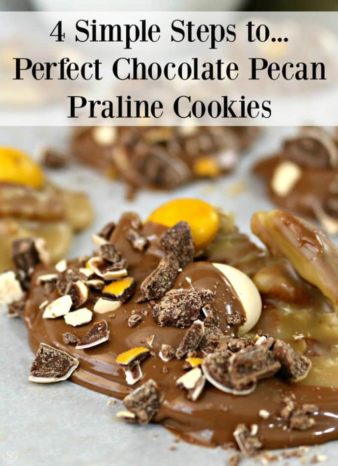 Chocolate praline pecan cookies! EASY to make with just 4 basic steps!