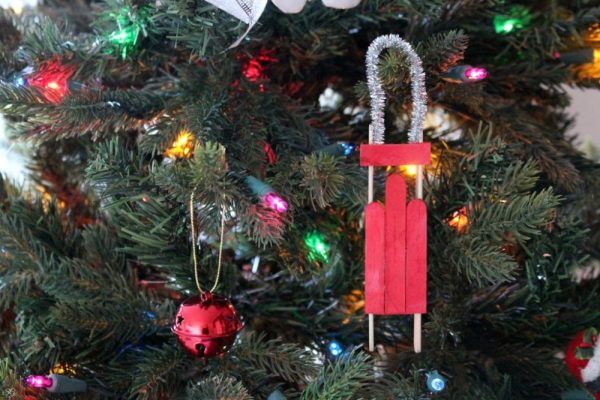DIY Popsicle Sled Christmas Tree Ornaments