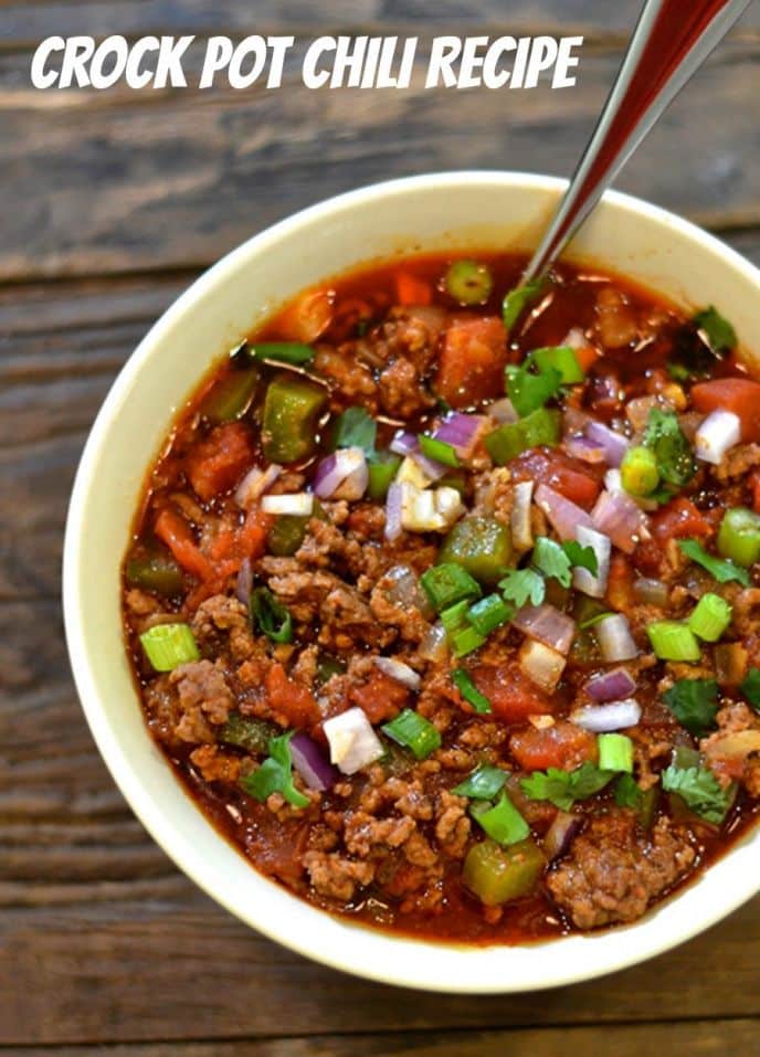 Easy Crock Pot Chili! Check out this EASY crock pot chili recipe. It's nearly set it and forget it! Come home to a nice hot chili in the crock pot!
