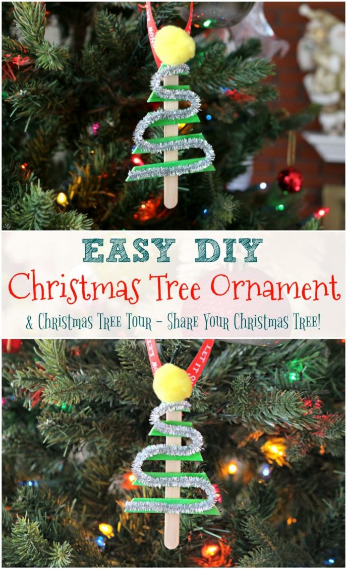 How to make a simple DIY Christmas tree ornament. A great snow day activity, learn how to make this EASY DIY popsicle stick Christmas tree ornament!
