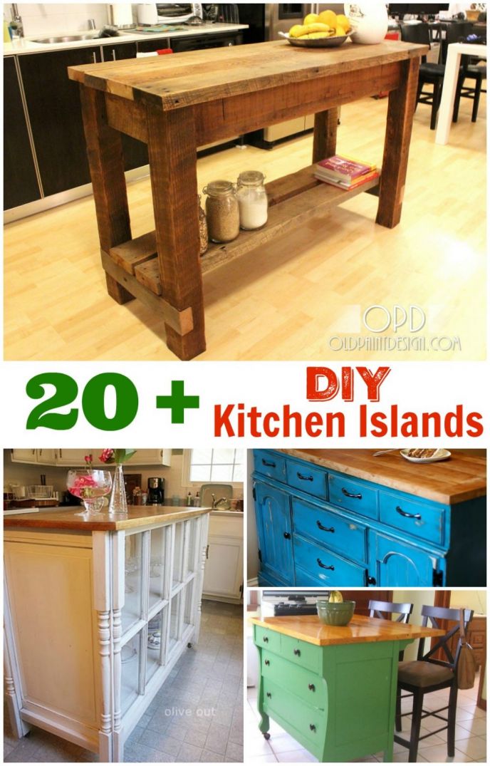 DIY Kitchen Islands. These kitchen island DIY projects are great inspiration to draw from. Build your own DIY kitchen island easily when you use these tips, tricks and ideas!
