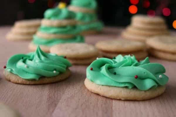 Stacked Christmas Tree Sugar Cookies Easy Buttercream Frosting Recipe
