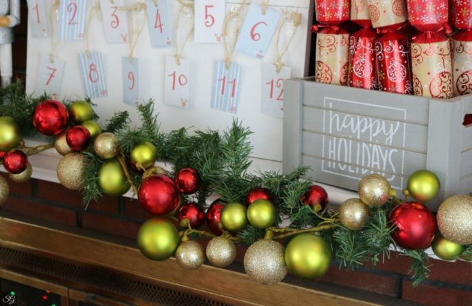 DIY Christmas Fireplace Decorations Decorating with Garland and Command Hooks