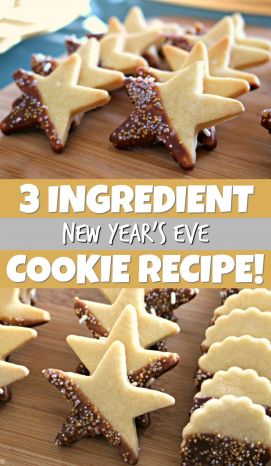 New Year's Eve Cookies! Easy 3 ingredient New Year butter cookies for New Year's eve parties! Great New Year's eve cookies for kids! Check out these New Years Eve Cookies decorated with a simple icing and sprinkles! #newyearseve #newyears #newyear #cookies #cookierecipe #recipe #easyrecipe #newyearscookies #kidscookies #buttercookies