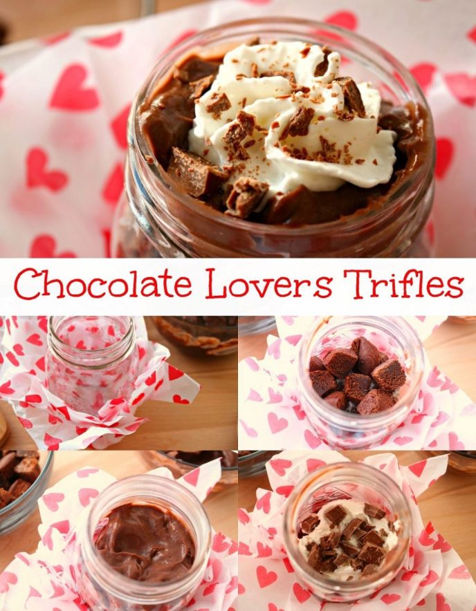 A Valentine's Day chocolate lovers trifle recipe! Easy and delicious, this trifle recipe made in mason jars is perfect to share with your sweetheart on Valentine's Day! #MyTuesdayValentine