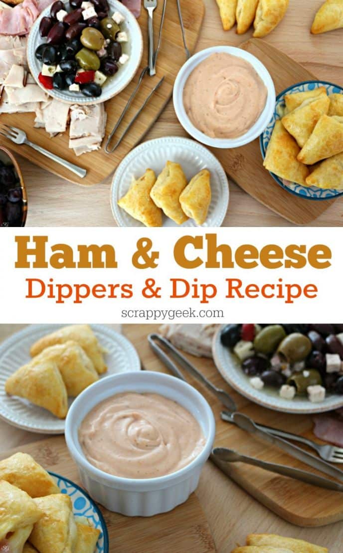 Ham and Cheese Dippers and Dip Recipe! Check out this easy ham and cheese lunch recipe and get a bonus weeknight antipasto entertainment platter idea! #BeyondTheSandwich