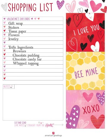 Valentine's Day Printable Shopping List