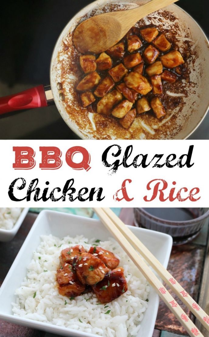 Easy BBQ Glazed Chicken and Rice Recipe! Check out this simple barbecue glazed chicken and easy rice dinner recipe!