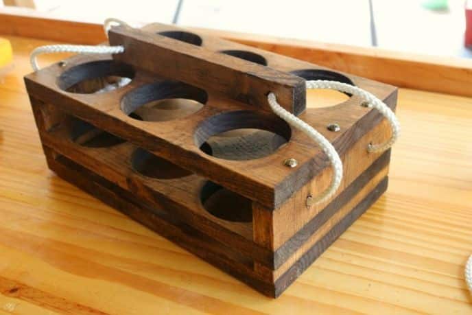 Assembled wooden beer caddy