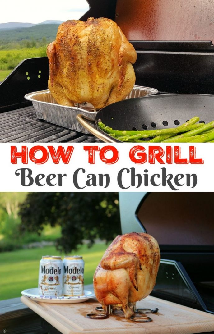 Grilling beer can chicken! Learn how to cook beer can chicken on the grill and in the oven. It's easy, delicious, and you'll want to make it all summer long! #beercanchicken #grillingbeercanchicken #grilling #grill #chicken #grilllingchicken #chickengrilled