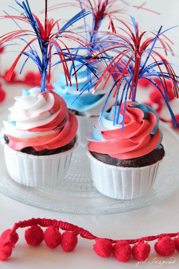 Sparkler Patriotic Cupcakes