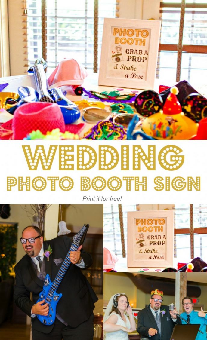 Free printable wedding photo booth sign! I made this sign for our wedding and I'm sharing it with you. Print your free wedding photo booth sign now!