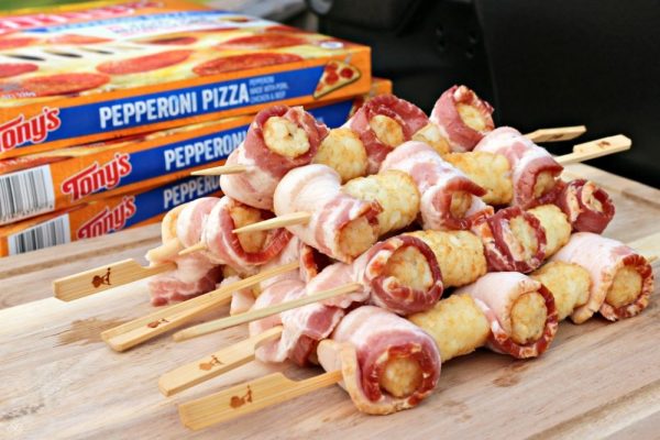 Grilled Bacon Wrapped Tater Tots