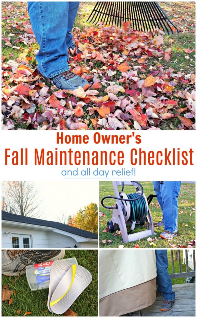 Fall Home Maintenance Checklist for Home Owners! Check out these things you must do to get your home ready for winter. These fall maintenance tips will get you ready and I'm also sharing how you can get all day relief with Dr. Scholls® Custom Fit® Orthotics! #CustomFitRelief