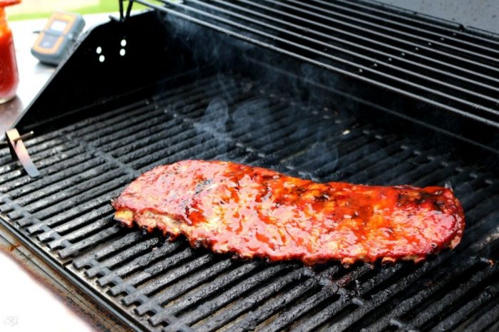 St. Louis Style ribs on BBQ grill