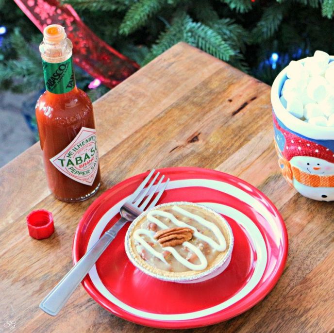 Spicy White Chocolate Mini Pecan Fudge Pies, White Chocolate Pecan Pies with a Spicy Kick of Tabasco Sauce - perfect for Christmas or other holiday gatherings!