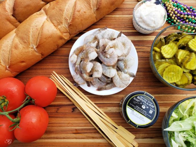 New Orleans Style Grilled Garlic Shrimp Po'Boys, Ingredients for grilled shrimp Po Boy sandwiches