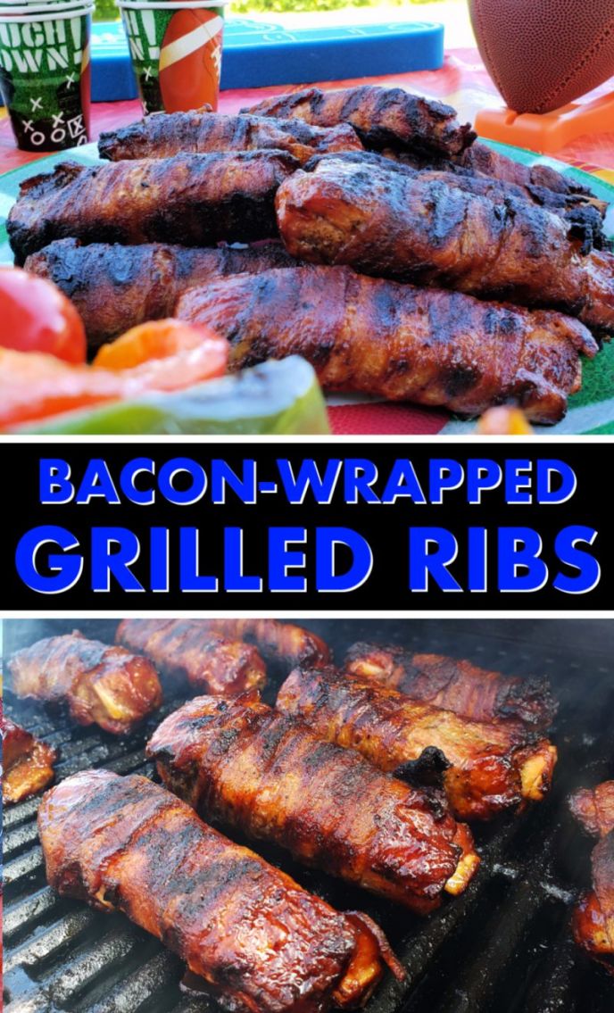 Bacon Wrapped Ribs Grilled - BBQ Grilling Bacon Wrapped Pork Ribs - #MakeEasyMoreInteresting #SimplyHatfield