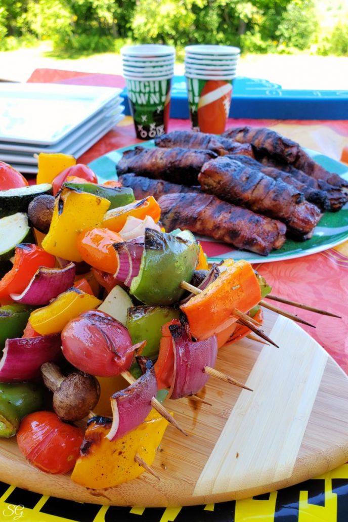 Bacon Wrapped Ribs On The Grill, Grilled Veggie Kabobs Recipe