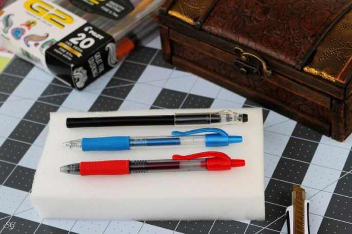 Pen Gift Wrapping Idea - Give The Gift of Writing, Measuring pen on a foam insert for a DIY pen gift box idea