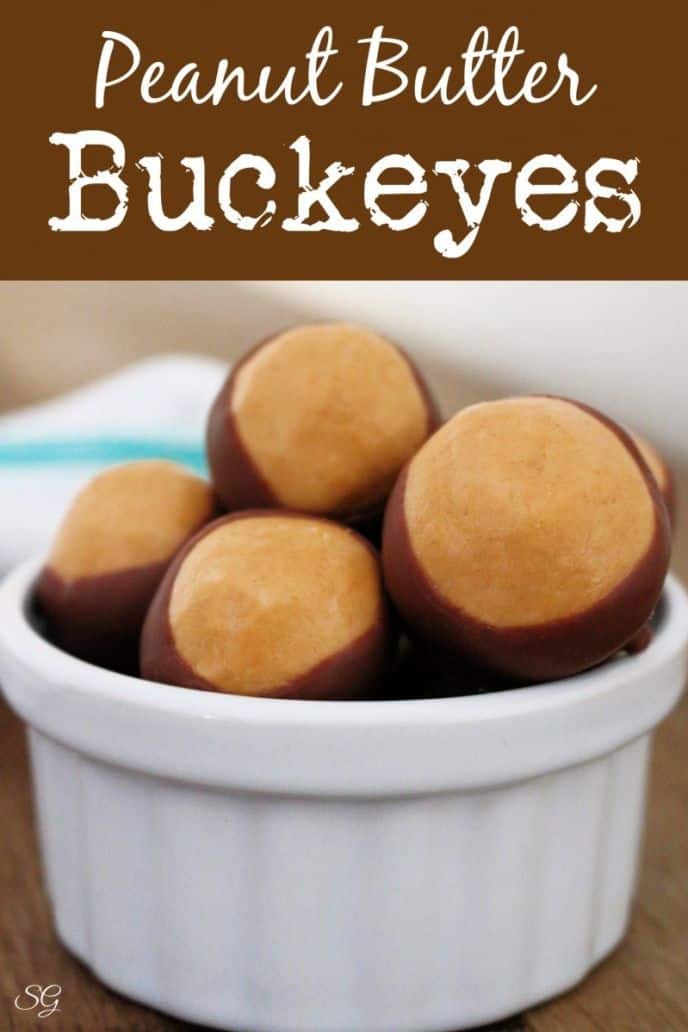 Peanut Butter Buckeyes Recipe! Easy chocolate covered peanut butter balls called buckeyes. An easy buckeye recipe. Step-by-step ingredients and recipe to follow. #recipes #buckeyeballs #candy #chocolate #peanutbutter