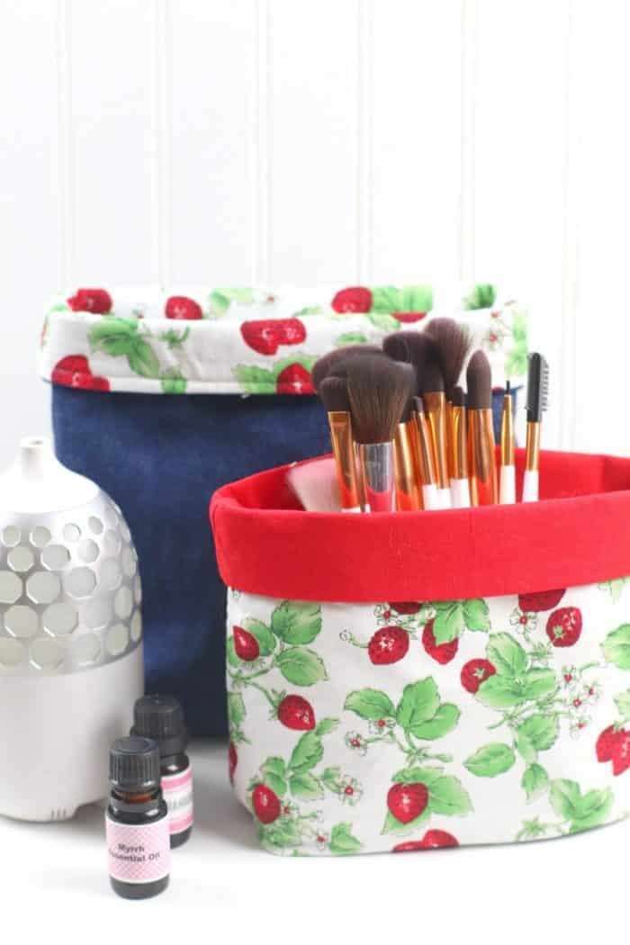 Small Storage Bins, Making small storage containers with upcycled fabric.