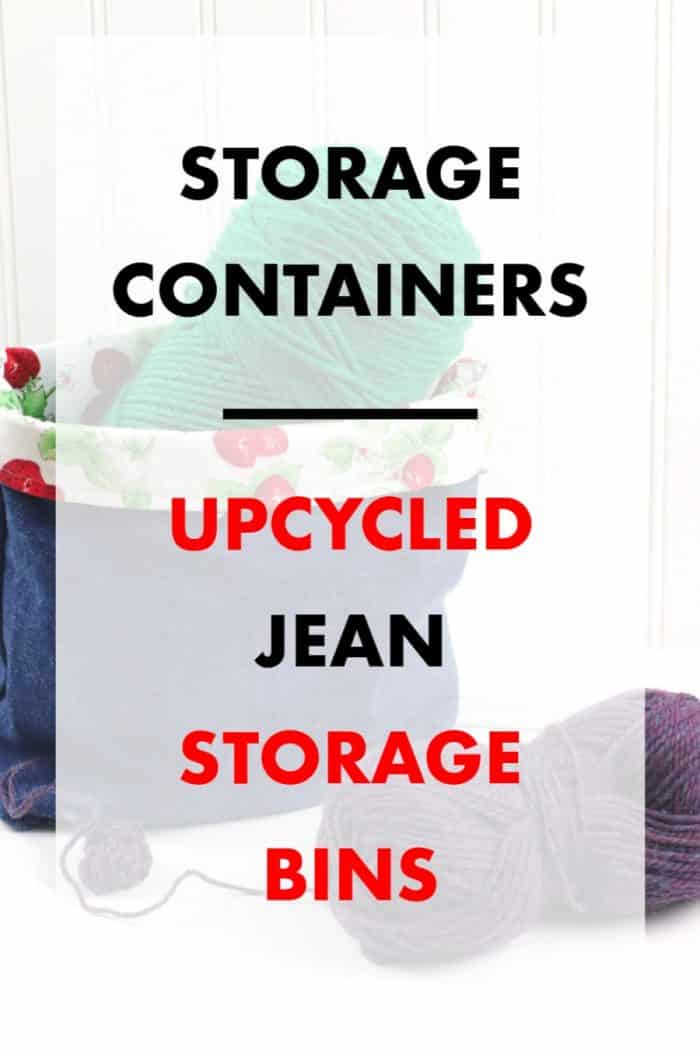 Small Storage Bins, Small storage container, upcycled jean storage bins.