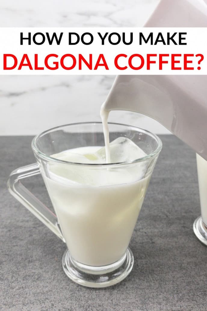 TikTok Dalgona Coffee, how to make dalgona coffee, process photo of making the coffee in a clear mug