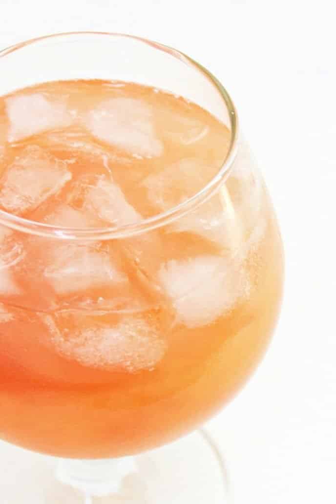 Easy Vodka Lemonade Cocktail Ice floating in a glass of lemonade cocktail drink