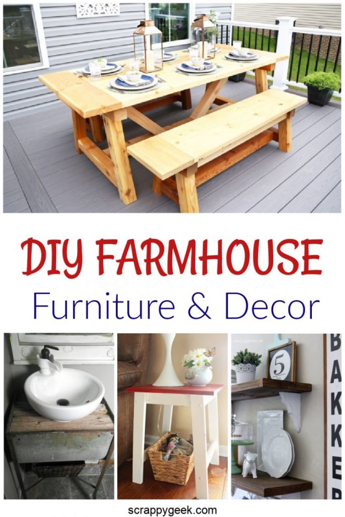 DIY Farmhouse Decor DIY Farmhouse furniture and decor collage