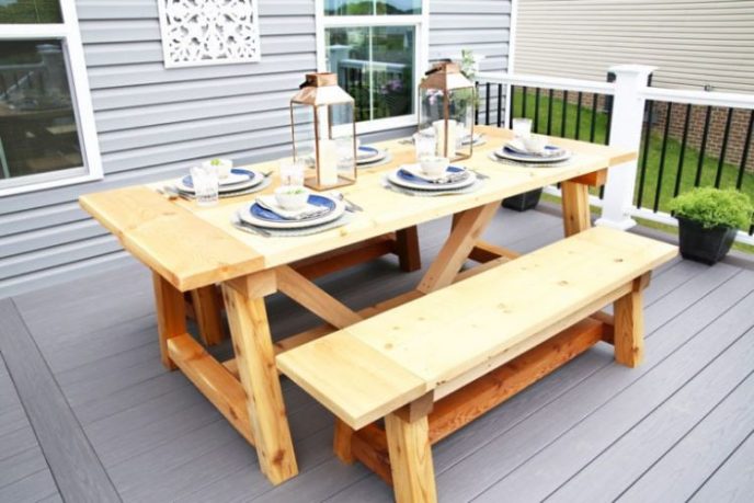 DIY Farmhouse Decor Truss and Beam Farmhouse Outdoor Table