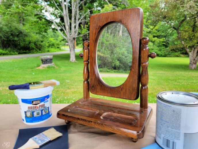 Painting A Mirror Frame Wood framed vanity mirror with tilt and storage underneath ready to be painted