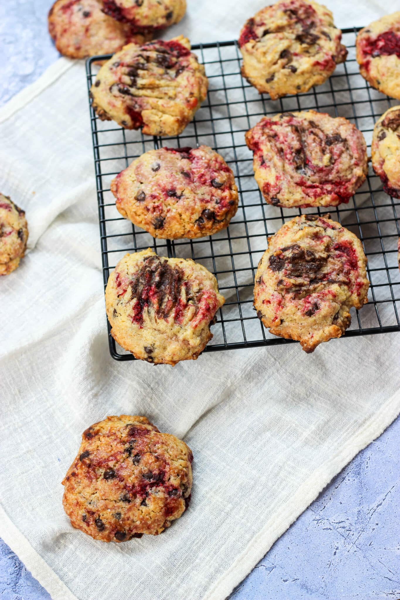 Chocolate Chip and Raspberry Cookies