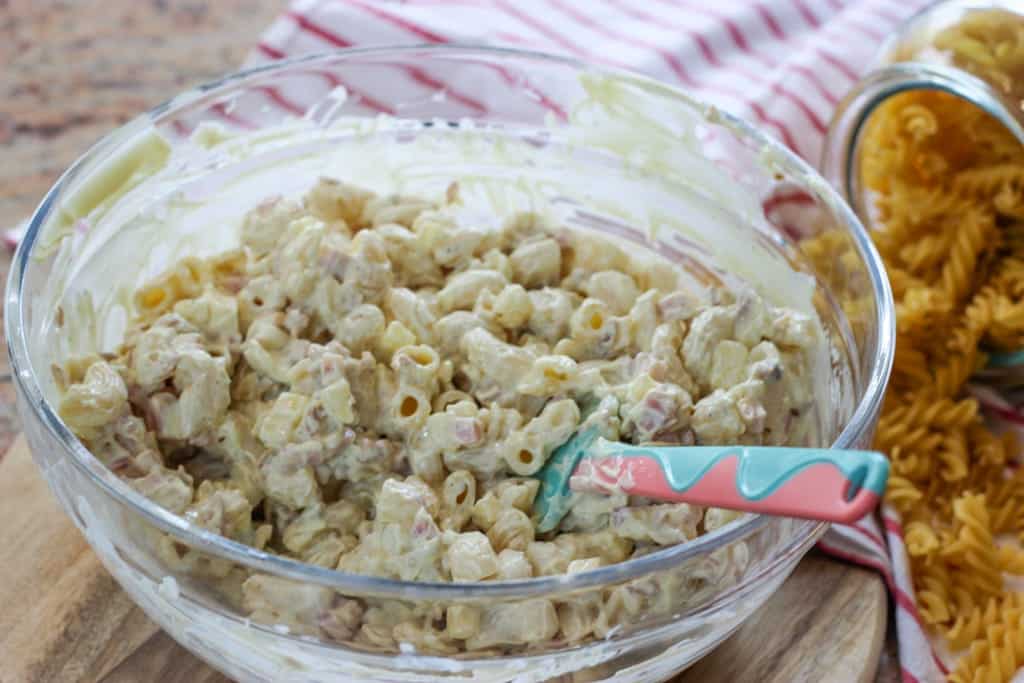 Cheesy and Creamy Macaroni Salad mixtured