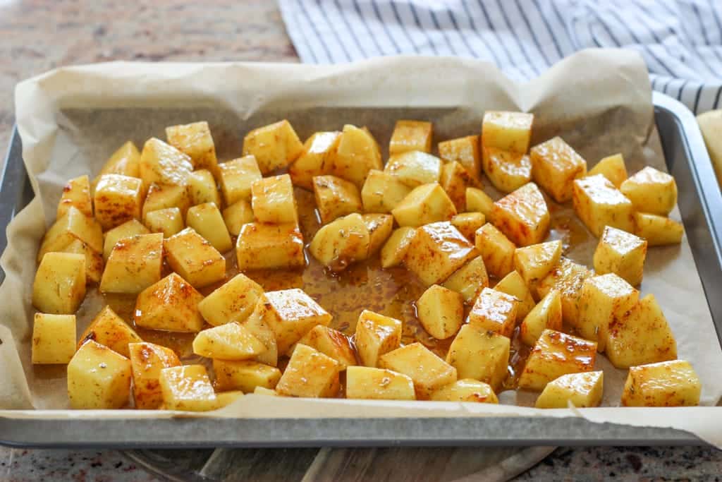 Oven Baked Potatoes served