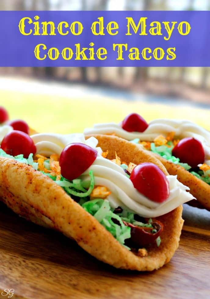 Dessert Taco Cookies for Cinco de Mayo! Celebrate the 5th of May with these EASY to make, spicy cookie tacos!