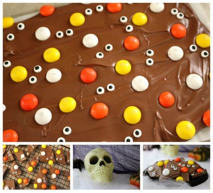 Halloween Candy Bark with M&M's and DOVE Chocolate