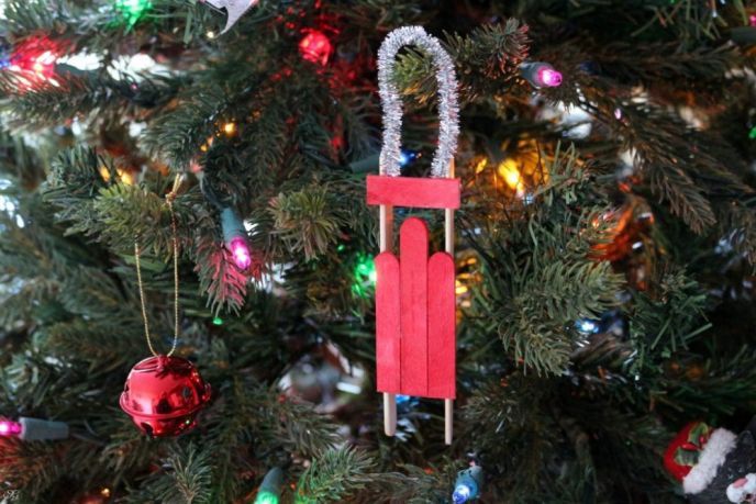 Easy DIY Wooden Sled Christmas Tree Ornament
