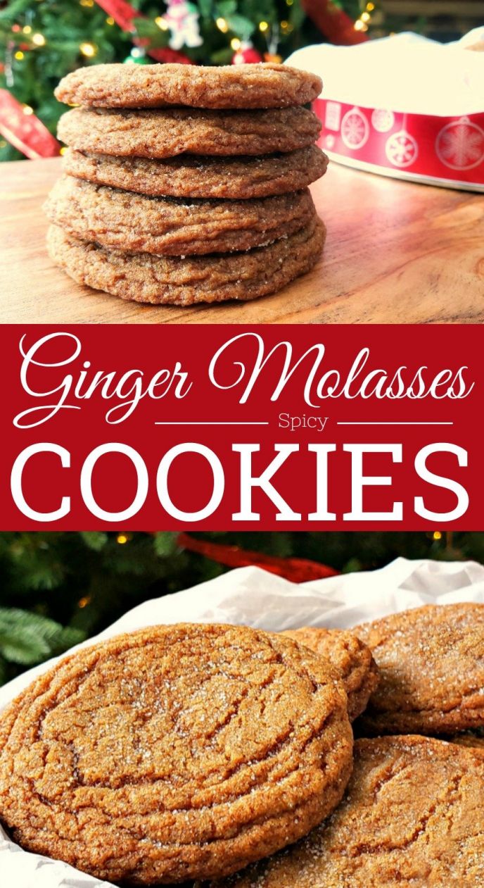 Ginger Molasses Spicy Cookies! Cookies just like grandma used to make. Delicious and irresistible soft and chewy ginger molasses cookies with a delicious spicy kick! Get the recipe here! #cookies #ginger #molasses #cookie #recipe #holiday #christmas #yum